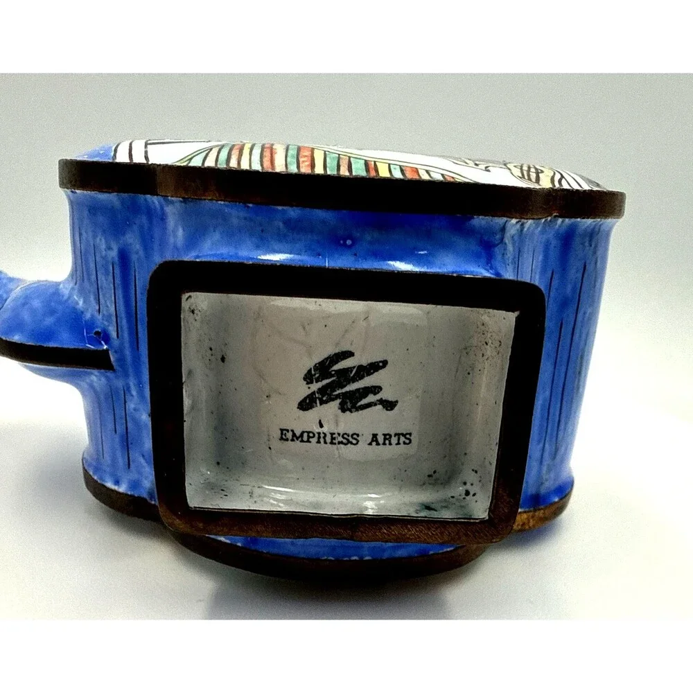 Vintage 1997 Empress Arts Ltd Miniature Enamel Teapot - Balcony Room Scene Theme